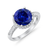 Halo Art Deco Wedding Engagement Bridal Ring Round Simulated Cubic Zirconia 925 Sterling Silver