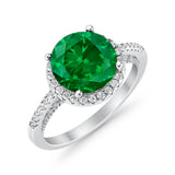 Halo Art Deco Wedding Engagement Bridal Ring Round Simulated Cubic Zirconia 925 Sterling Silver