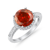 Halo Art Deco Wedding Engagement Bridal Ring Round Simulated Cubic Zirconia 925 Sterling Silver