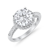 Halo Art Deco Wedding Engagement Bridal Ring Round Simulated Cubic Zirconia 925 Sterling Silver