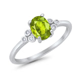 Oval Art Deco Wedding Engagement Ring Round Simulated Cubic Zirconia 925 Sterling Silver