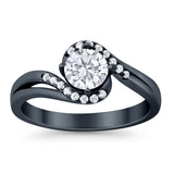 Swirl Wedding Engagement Ring Round Simulated Cubic Zirconia 925 Sterling Silver