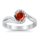 Swirl Wedding Engagement Ring Round Simulated Cubic Zirconia 925 Sterling Silver