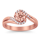 Swirl Wedding Engagement Ring Round Simulated Cubic Zirconia 925 Sterling Silver