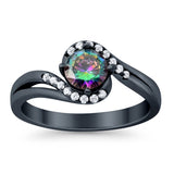 Swirl Wedding Engagement Ring Round Simulated Cubic Zirconia 925 Sterling Silver