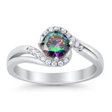 Swirl Wedding Engagement Ring Round Simulated Cubic Zirconia 925 Sterling Silver