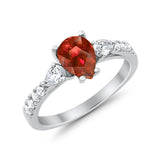 Art Deco Pear Wedding Ring Simulated Cubic Zirconia 925 Sterling Silver