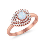 Sideways Teardrop Wedding Engagement Bridal Ring Round Simulated Cubic Zirconia 925 Sterling Silver