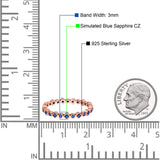 Stackable 2.5mm Full Eternity Art Deco Wedding Band Ring 925 Sterling Silver