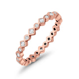 Stackable 2.5mm Full Eternity Art Deco Wedding Band Ring 925 Sterling Silver