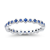 Stackable 2.5mm Full Eternity Art Deco Wedding Band Ring 925 Sterling Silver