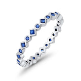 Stackable 2.5mm Full Eternity Art Deco Wedding Band Ring 925 Sterling Silver
