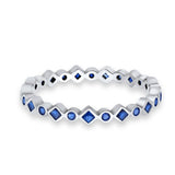 Stackable 2.5mm Full Eternity Art Deco Wedding Band Ring 925 Sterling Silver