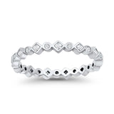 Stackable 2.5mm Full Eternity Art Deco Wedding Band Ring 925 Sterling Silver