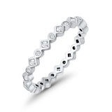Stackable 2.5mm Full Eternity Art Deco Wedding Band Ring 925 Sterling Silver