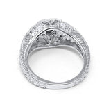 Antique Style Wedding Ring Round Simulated Cubic Zirconia 925 Sterling Silver