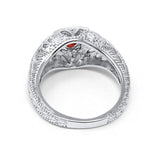Antique Style Wedding Ring Round Simulated Cubic Zirconia 925 Sterling Silver