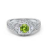 Antique Style Wedding Ring Round Simulated Cubic Zirconia 925 Sterling Silver
