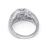 Antique Style Wedding Ring Round Simulated Cubic Zirconia 925 Sterling Silver