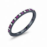 Eternity Wedding Art Deco Round Ring Simulated Cubic Zirconia 925 Sterling Silver