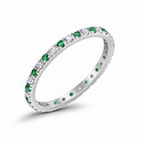 Eternity Wedding Art Deco Round Ring Simulated Cubic Zirconia 925 Sterling Silver