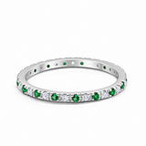 Eternity Wedding Art Deco Round Ring Simulated Cubic Zirconia 925 Sterling Silver