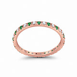 Eternity Wedding Art Deco Round Ring Simulated Cubic Zirconia 925 Sterling Silver