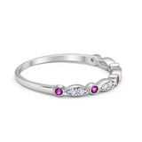 Half Eternity Wedding Ring Art Deco Simulated Cubic Zirconia 925 Sterling Silver