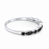 Half Eternity Wedding Ring Art Deco Simulated Cubic Zirconia 925 Sterling Silver