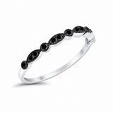 Half Eternity Wedding Ring Art Deco Simulated Cubic Zirconia 925 Sterling Silver