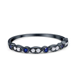 Half Eternity Wedding Ring Art Deco Simulated Cubic Zirconia 925 Sterling Silver