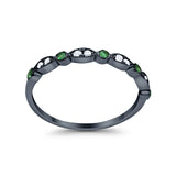 Half Eternity Wedding Ring Art Deco Simulated Cubic Zirconia 925 Sterling Silver