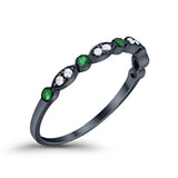 Half Eternity Wedding Ring Art Deco Simulated Cubic Zirconia 925 Sterling Silver