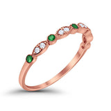 Half Eternity Wedding Ring Art Deco Simulated Cubic Zirconia 925 Sterling Silver