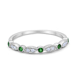 Half Eternity Wedding Ring Art Deco Simulated Cubic Zirconia 925 Sterling Silver