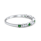 Half Eternity Wedding Ring Art Deco Simulated Cubic Zirconia 925 Sterling Silver