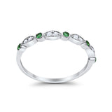 Half Eternity Wedding Ring Art Deco Simulated Cubic Zirconia 925 Sterling Silver