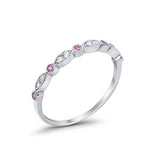 Half Eternity Wedding Ring Art Deco Simulated Cubic Zirconia 925 Sterling Silver