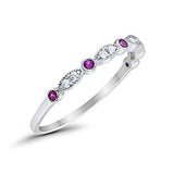 Half Eternity Wedding Ring Art Deco Simulated Cubic Zirconia 925 Sterling Silver