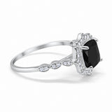 Halo Engagement Ring Cushion Simulated Cubic Zirconia 925 Sterling Silver
