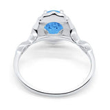 Art Deco Antique Style Wedding Ring Oval Simulated Cubic Zirconia 925 Sterling Silver