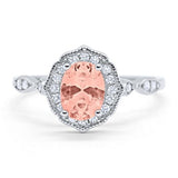 Art Deco Antique Style Wedding Ring Oval Simulated Cubic Zirconia 925 Sterling Silver