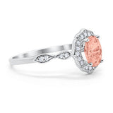 Art Deco Antique Style Wedding Ring Oval Simulated Cubic Zirconia 925 Sterling Silver