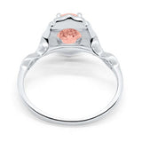 Art Deco Antique Style Wedding Ring Oval Simulated Cubic Zirconia 925 Sterling Silver