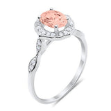 Art Deco Antique Style Wedding Ring Oval Simulated Cubic Zirconia 925 Sterling Silver