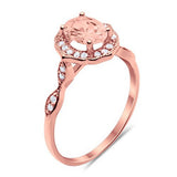 Art Deco Antique Style Wedding Ring Oval Simulated Cubic Zirconia 925 Sterling Silver