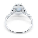 Art Deco Antique Style Wedding Ring Oval Simulated Cubic Zirconia 925 Sterling Silver