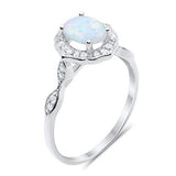 Art Deco Antique Style Wedding Ring Oval Simulated Cubic Zirconia 925 Sterling Silver