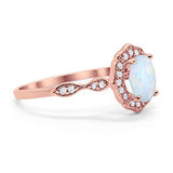 Art Deco Antique Style Wedding Ring Oval Simulated Cubic Zirconia 925 Sterling Silver