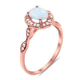 Art Deco Antique Style Wedding Ring Oval Simulated Cubic Zirconia 925 Sterling Silver